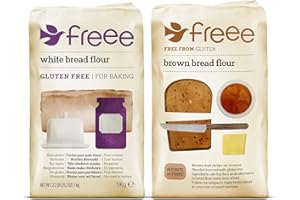 Freee Bread Flour Selection Pack - 1 x White Bread Flour 1kg & 1 x Brown Bread Flour 1kg - Total 2 Packets - Free from Gluten