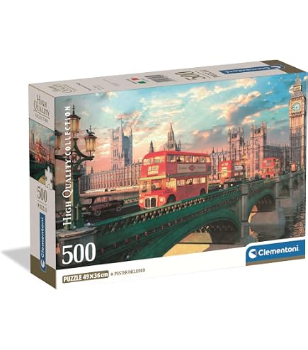 Clementoni - Puzzle 500 Pezzi per Adulti e Ragazzi, Collection, Tema Riomaggiore, con Poster Incluso, Compact Box, Idea Regalo Uomo e Donna, Made in Italy, 49x36 cm, 35576
