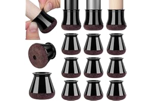 CZ STORE ✮Dożywotnia Gwarancja|Podkładki pod Nóżki Krzesła|16 sztuk|14-20MM|Podkładka Krzesła,Chroni podloge i zapewnia Ciszę i Słońce|Nakładka na krzesło, Gruby Filc Przeciw zadrapaniowy|Trwały Silikon,Czarny