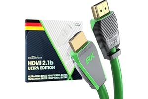 KabelDirekt - Cavo HDMI 2.1 8K, Edizione Gamer Certificata - 2 m (Ultra High Speed/48G per 10K, 144 Hz a 4K, Ottimale per PS5/XBO e PC da Gioco, Monitor/TV, Verde)