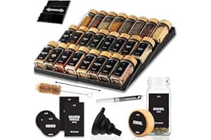 ‎DECO HAUS Deco haus® Gewürzregal Schublade [MIT 24 GEWÜRZGLÄSER & ETIKETTEN] - Gewürze Organizer - Gewürzeinsatz Schublade - Gewürzschublade Organizer mit Gläser - Schubladeneinsatz Gewürze