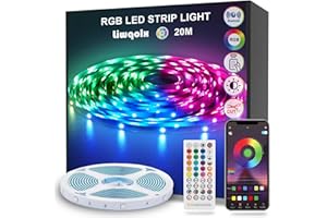 LIWQOLX LED Strip Lights 20m, RGB Bluetooth Ultra-Long LED Light with Remote, Music Sync, Smart App Control, Colorful LED Lights Strip for Bedroom, Home, Party, Bar