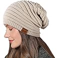 Beanie Hat Women - Winter Warm Knitted Beanies Ladies Thermal Wooly Hat Soft Stretch Slouchy Beanie Skull Cap Cable Knit Hat for Women Girls Outdoor UK