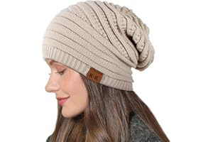 KORDEAR Beanie Hat Women - Winter Warm Knitted Beanies Ladies Thermal Wooly Hat Soft Stretch Slouchy Beanie Skull Cap Cable Knit Hat for Women Girls Outdoor UK