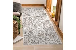 payé Outdoor Teppich Wetterfest - 60x110cm - Beige Weiß - Dschungel Muster - Teppiche für Terrasse Balkon Garten Indoor