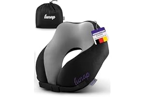 ‎LUNAP lunap Reisekissen Flugzeug | Nackenkissen Memory Foam atmungsaktiv + waschbar | Nackenhörnchen Erwachsene | Nackenkissen Flugzeug, Auto | Travel Pillow Neck SCHWARZ | Flugzeug Reise Flugzeug