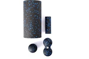 ‎FIZYO Fizyo Wałek Do Fitnessu, Jogi, Rehabilitacji, Pilatesu,do Samodzielnego Masażu Pleców Kręgosłupa, Mięśni Powięzi, Nóg Ramion, Powięziowy, Pianka EPP o Średniej Twardości (Czarny Szary, 4w1)