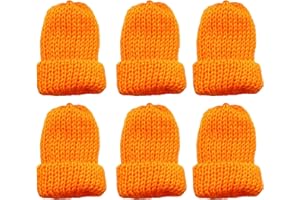 MIJOMA Lot de 6 bonnets en tricot pour œufs de petit-déjeuner, mini bonnets de bricolage, idée cadeau d'anniversaire, déménagement (Orange)