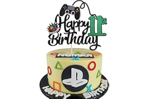 SYKYCTCY 1 Stück 11th Videospiel Tortendeko Glitter Geburtstag Cake Topper Gaming Happy Birthday Kuchen Deko Videospiel Thema Cake Dekoration für Jungen Kindergeburtstag Spiel Thema Party Dekoration Grün