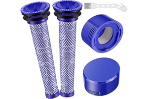 ELALOVE Filter für Dyson V7 V8 Staubsauger Ersatzfilter Set : 2 Vorfilter 2 HEPA Nachfilter 1 Bürste – kompatibel mit Dyson V7 V8 Animal Absolute Motorhead Total Clean SV10 – DY-96566101 & 96747801