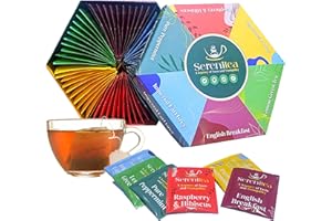 TOPLINE Assorted Tea Gift Set Hamper Box - 60 Individually Wrapped Bags Selection of Fruit Hibiscus English Breakfast Herbal Green Aromas. Afternoon Tea Gift for Mothers Day