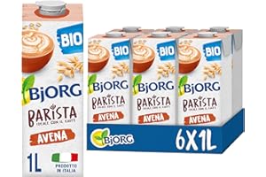 BJORG Bevanda di Avena Barista Bio, Bevanda Biologica Ideale con il Caffè per una Schiuma Perfetta, Senza Zuccheri Aggiunti, per Vegani e Vegetariani, 6 Confezioni da 1 Litro