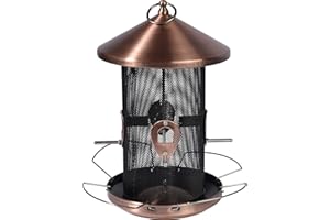 dobar 11517 - Mangiatoia grande con quattro barre di traino e staffe in metallo, 20 x 20 x 32 cm, in metallo, rame