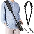 KTUEOV Camera Strap - Adjustable Shoulder Strap with Safety Tether, Padded Sling, Non-slip Wide Nylon Strap, 2 Pockets, Crossbody for DSLR Camera