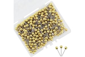 AMANDELIZABE 250 pezzi aghi per carte, puntine da disegno, spilli con testa oro rosa, con scatola di conservazione, per pannelli fotografici, pareti in legno, uffici, scuole, appartamenti
