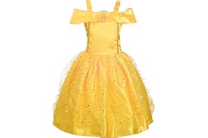 Lito Angels Deguisement Robe Princesse Costume la et la Bête avec Accessoires pour Bebe et Enfant Fille, Jaune