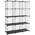 SONGMICS 12 Cube Interlocking Storage Rack with Metal Wire Mesh Shelves ...