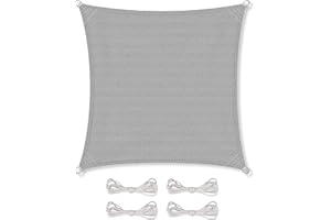 CelinaSun żagiel cienia przeciwsłoneczny z linkami mocującymi BASIC kwadrat 2 x 2 m jasnoszary ochrona przeciwsłoneczna oddychający