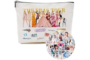 ZESNICE Taylor Gifts Makeup Bag and Stickers, Taylor Merchandise Friendship Gifts Merch Stuff Item for Girls Singer Fan Makeup Bag for Women Friends Sister Birthday Zipper Pouch