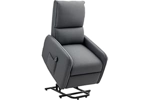 HOMCOM Poltrona Elettrica Alzapersona Reclinabile 135°, Poltrona Relax Elettrica in Tessuto Effetto Lino con Telecomando, Poggiapiedi e Tasca Laterale per Soggiorno e Camera da Letto, Grigio Carbone