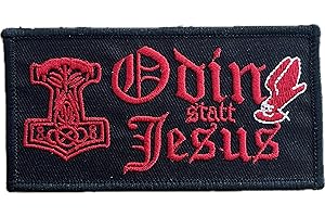 ‎HEIDENKLAMOTTEN Odin statt Jesus mit Thors Hammer Aufnäher Heidentum Anti Christentum Patch zum annähen oder aufbügeln | Wikinger