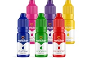 ‎GOODBAKE GoodBake Food Colouring, 6 Colours Set, Highly Concentrated & Sugar-Free, Highly Pigmented, Slime, Drinks, Happy Drop System - 6 x 11 ml Also for Slime (66 ml)