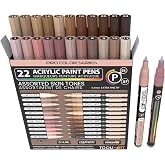 Acrylic Paint Pens 22 Different Skin Tones Pro Color Series Marker Set 0.7mm Extra Fine Tip for Rock Painting Glass Wood Meta
