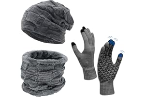 UPhitnis Berretto Uomo Caldo in Maglia Cappello Invernale Uomo Foderato Berretto Invernale Beanie Modello Intessuto con Soffice Fodera Interna in Pile