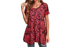 Enmain Femme Tunique à 3/4 Manches Longues Chemise Imprimée à Motifs Floraux Paisley pour Les Femmes Casual élégant Chic T-Shirt Blouses