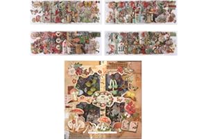 Lychii Scrapbooking Adesivi, 500pcs (100 Fogli) PVC Decorativo Adesivo con Piante e Fiori Vintage, Adesivo in PVC per Diari, Creazione di Biglietti, Calendari,Computer Portatili