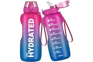 Gohippos Water Bottle, 500ML/800ML/1000ML/2L Sports Water Bottle with Straw and Time Markings, Motivational Drinks Bottle to Stay Hydrated, Tritan, BPA Free, Leakproof, for Gym School Office(1 Bottle)