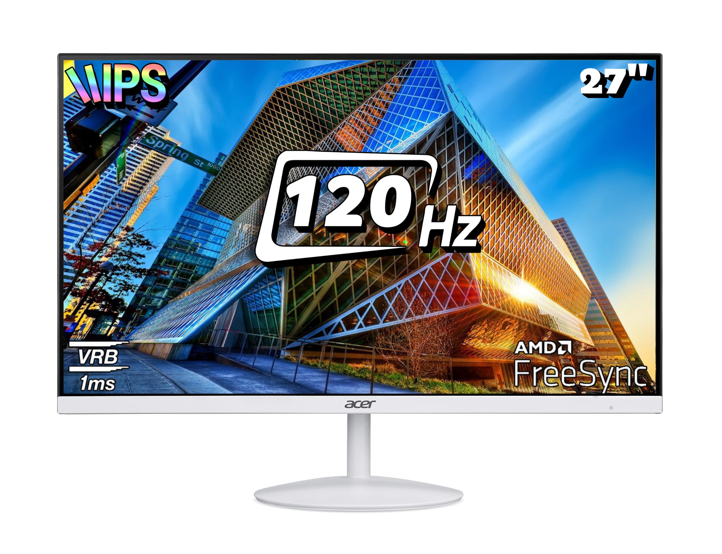 Acer SA272 G0 27 Inch Full HD IPS Ultra Slim (7.2mm Thick) Backlight LED Monitor I Zero Frame I 120Hz Refresh I 1 MS VRB I Adaptive Sync I 1xHDMI 1xVGA I Stereo Speakers I Eye Care I Eco Display