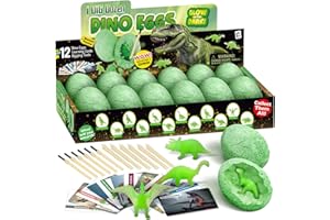 DR. DAZ Dr.Daz - Oeufs de Dinosaure Fluorescent Kit de Fouille 12 Pack, Découvrez 12 Dinos Différents, œuf de Dino Jouet D'archéologie Fête de Pâques Jouets STEM Jouets éducatifs pour Enfants