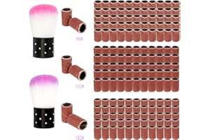 Iyowei 300PCS Embouts Ponceuse Manchons, Ongles Bandes de Ponçage Professionnelles Accessoire de Manucure pour Manucure Pédicure, 80/120/180 Grain