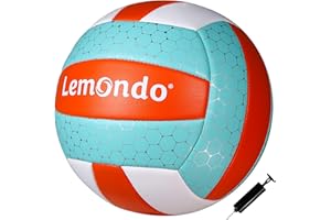 ‎LEMONDO Lemondo Volleyball Größe 5 – Weicher PU-Volleyball mit Pumpe – Indoor & Outdoor – Wasserfest & rutschfest – Für Strand, Halle, Training(mit Pumpe)