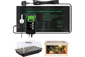 Grenebo Heating Mat Plants with Large Thermostat 20.75 x 10 Inches Heat Mat Reptile Dragon Temperature Heating Pad Amphibian Pet Mat Warmer Bed Mat