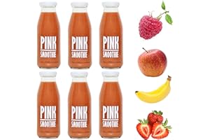 PRESSUICE Pink Smoothie 240 ml | 6 bottles pack | Fruit Smoothies Squash Strawberry Apple Raspberry Banana | Drink for Kids and Adults | From Fresh Press NFC Juice