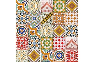 IL MAGHREBINO 25 Mattonelle Premium Selection in Ceramica Smaltata - Sunset - 10x10 cm spessore 0,6 cm - Mattonelle Tunisine realizzate con Serigrafia Artigianale - Adatte a rivestimento