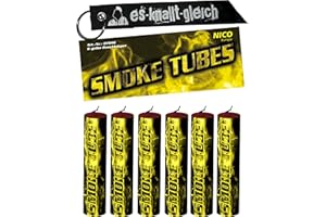 ‎NICO EUROPE Rauchfackel Smoke Tubes im 6er Pack in Rot Blau Gelb Grün Orange Weiß Mix von NICO Europe mit Anhänger (Gelb)