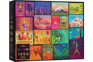 Elena Essex Jigsaw Puzzles for Adults 1000 - Postcards, Jigsaws, Jigsaw Puzzle, Jigsaw 1000 Pieces, Gradient Postcard World Map Country Parks Puzzle, Size 70x50cm