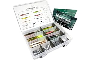 ‎ZANDERFANG Zanderfang Finesse Angelset 95-teilig – Gummiköder Set mit 30 Gummifischen, Offset-Haken & Box – Drop Shot, Texas Rig, Carolina Rig, Cheburashka, Kick Back – Für Zander & Barsch