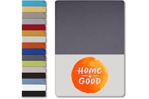 HOME - 4 - GOOD home4good Spannbettlaken 140x200cm – Jersey-Spannbetttuch aus 100 % Baumwolle – Oeko-TEX 100 Zertifiziert – bügelfrei, elastisch & atmungsaktiv – für 15–25 cm Matratzenhöhe - Grau