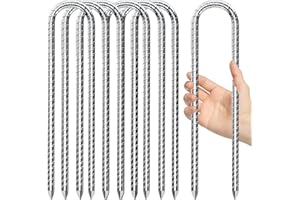AVOFOREST 7 Pack Tent Pegs Metal Heavy Duty,12 Inch Ground Pegs,Galvanised Steel U Shaped Trampoline Pegs Ground Anchor Pegs for Outdoor Camping,Trampoline,Swing,Canopies