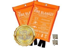 Supa Ant Emergency Fire Blanket for Home and Kitchen - 2 Pack 1500F High Visibility (Glow in The Dark) Smother Kitchen Fire Blanket - CE Certified Hero Fire Blankets Emergency for Home (47in)
