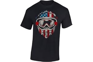 Baddery Maglietta: American Motocross - Moto - Idea Regalo per Motociclista - Biker T-Shirt - Maglia Uomo Uomini - Motocicletta - Moto-Cross - Moto-X - Nera - Chopper - Bike - USA