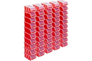 PAFEN Juego de 50 cajas apilables con tapa, 155 x 100 x 70 mm, color rojo