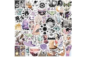 BIMANI Lot de 50 autocollants bohémiens pour bouteille d'eau, bouteille d'eau, guitare, ordinateur portable, V Witchcraft Magie Lot de 50 autocollants violets