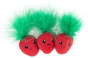 CATSTAGES Petstages Straw-Babies - Gioco a rete per gatti - per l'igiene dentale - con erba gatta - rosa - 3 pezzi