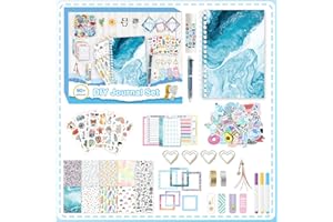 ROEOWENE 153PCS Scrapbooking Kit Stickers Journal DIY Scrapbooking Adesivi Vintage Notebook Aesthetic Accessori Junk Journaling Diario Regalo per Donne Adolescenti Compleanno Natale-Blu