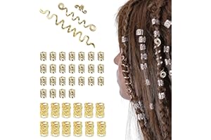 Persönlichkeit Dreadlocks Haarschmuck, HASLED 40 Stuck Piraten Haarschmuck Gold, Spinning Spiral Pirat Haarperlen, Geeignet für Abschlussball, Party, Festival